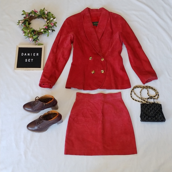 Danier Jackets & Blazers - Vintage Danier Suede Jacket & Skirt Set